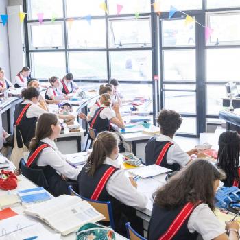 Each class has its own classroom, all built in an amphitheater style